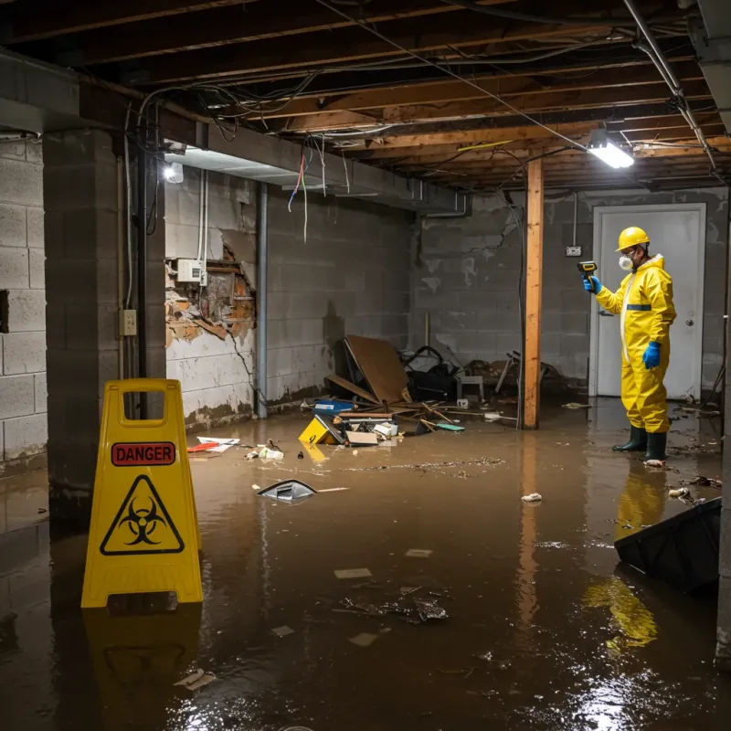 Flooded Basement Electrical Hazard in New Boston, OH Property